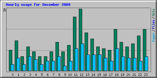 Hourly usage for December 2009